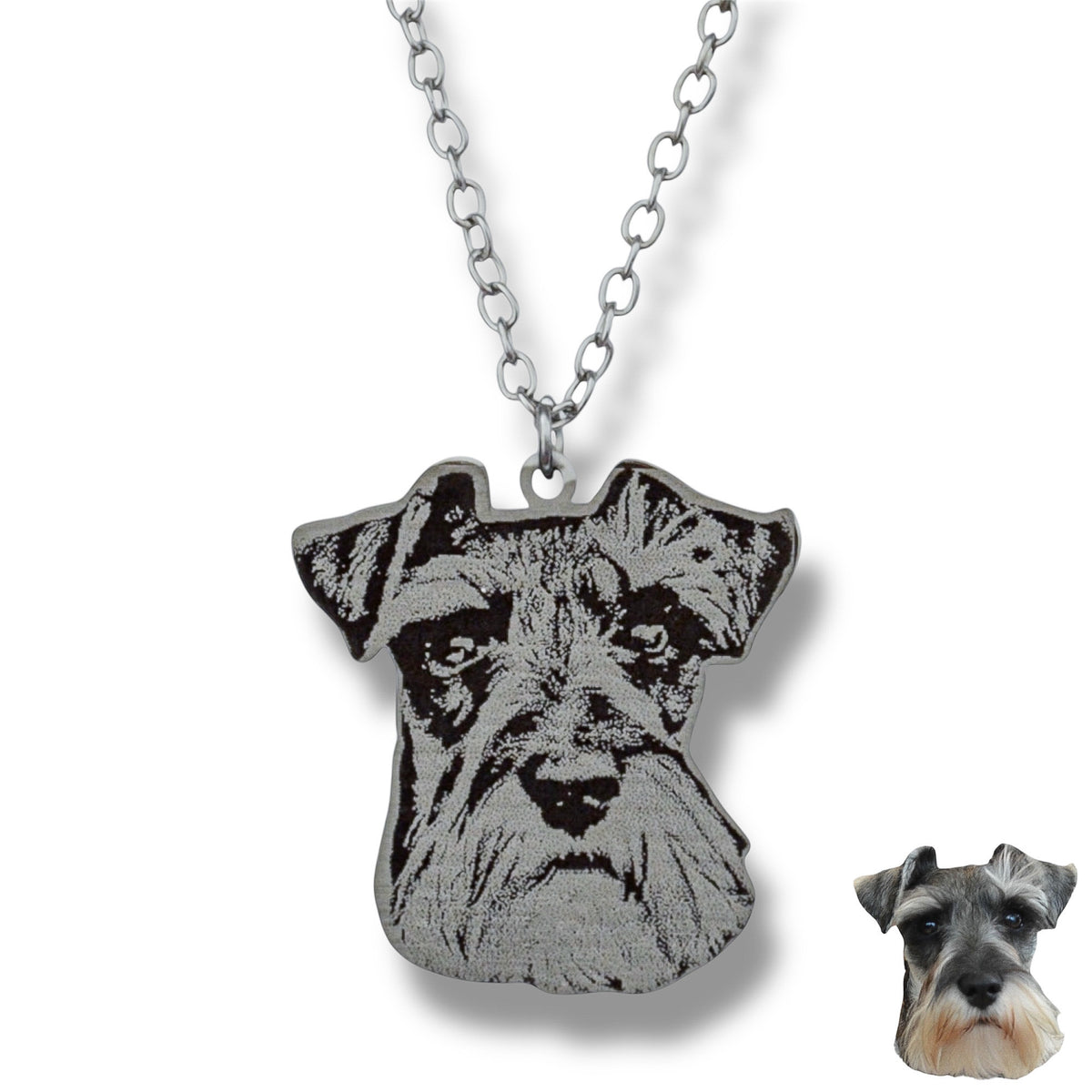 Collar silueta real de tu mascota - Rostro (Fotograbado vectorizado)