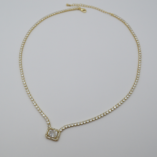 Juego zirconias con zirconia rectangular shiny contorno (collar y pulsera)