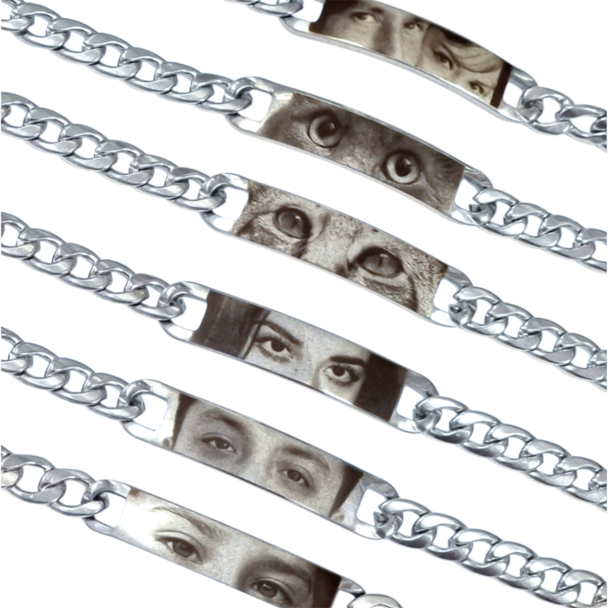 Dúo de esclavas personalizadas con mirada - Acero inoxidable