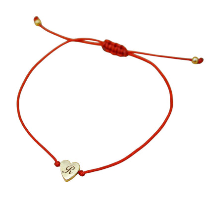 Dúo de pulseras de hilo rojo personalizadas - Corazón CH