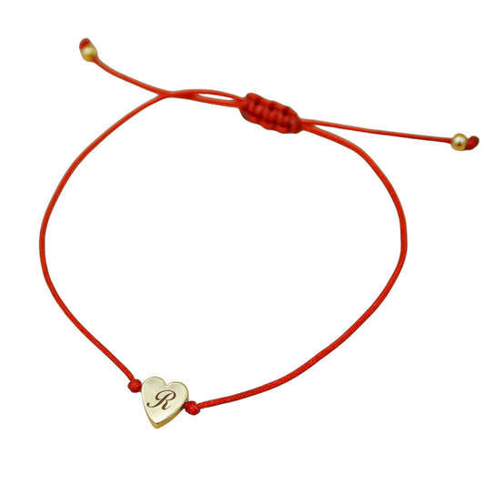 Dúo de pulseras de hilo rojo personalizadas - Corazón CH