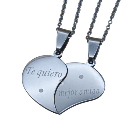 Dúo de dijes "te quiero mejor amiga" - Acero inoxidable