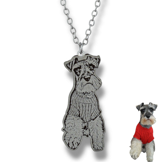 Collar silueta real de tu mascota - Cuerpo completo (Fotograbado vectorizado)