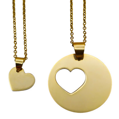Dúo collares o llaveros de corazón circular y corazón mini