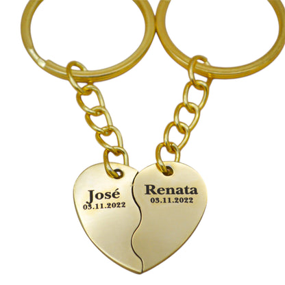 Dúo de dijes personalizados corazón partido - Acero inoxidable