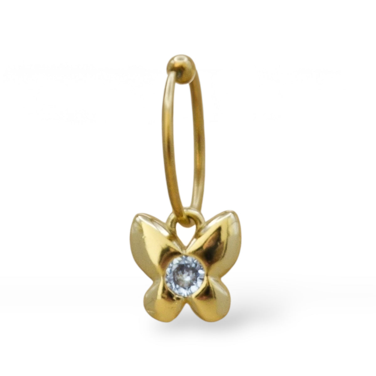 Piercing mariposa zirconia al centro