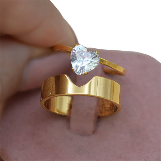 Dúo anillos love - Acero inoxidable