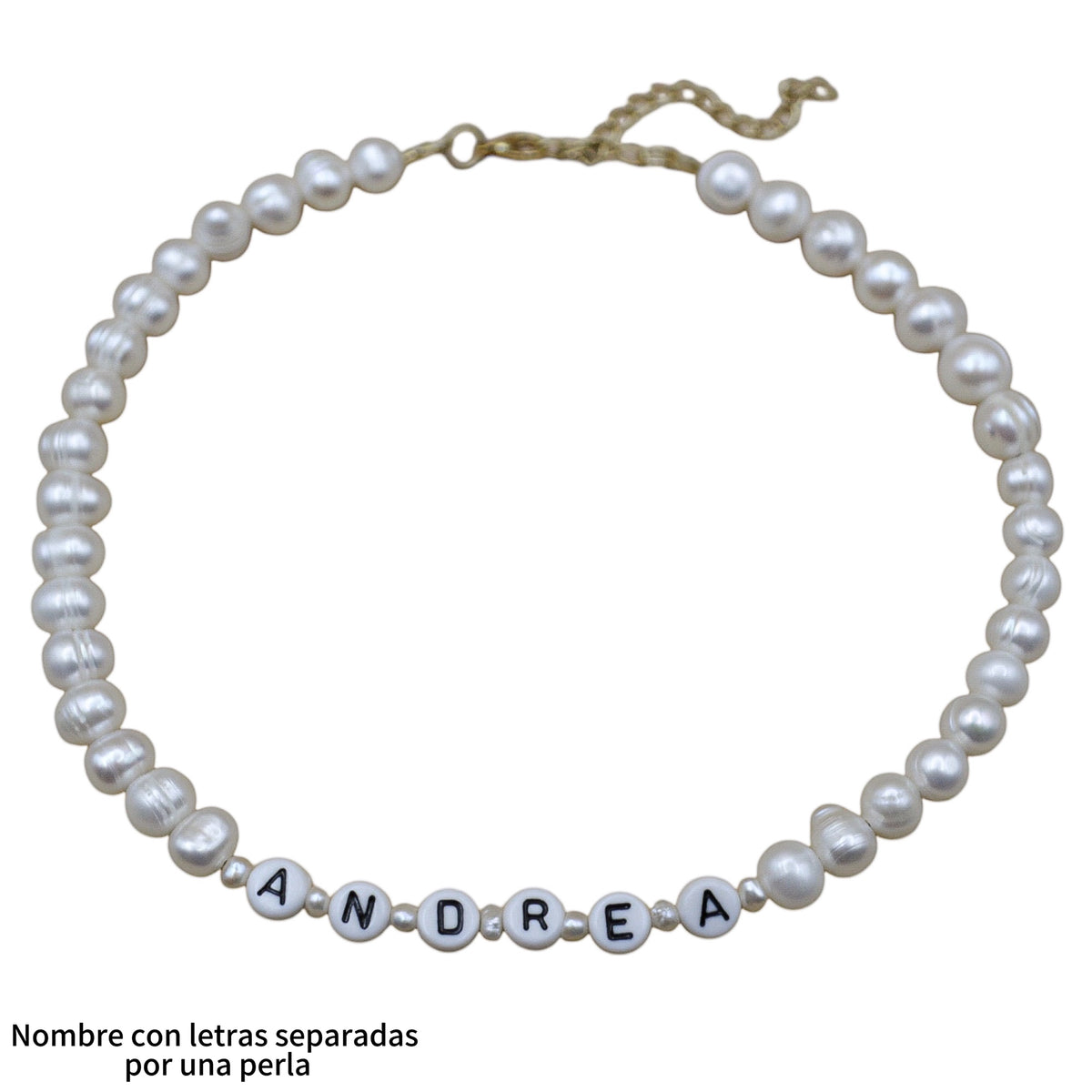 Choker personalizado perlas de río naturales y letras acrílicas