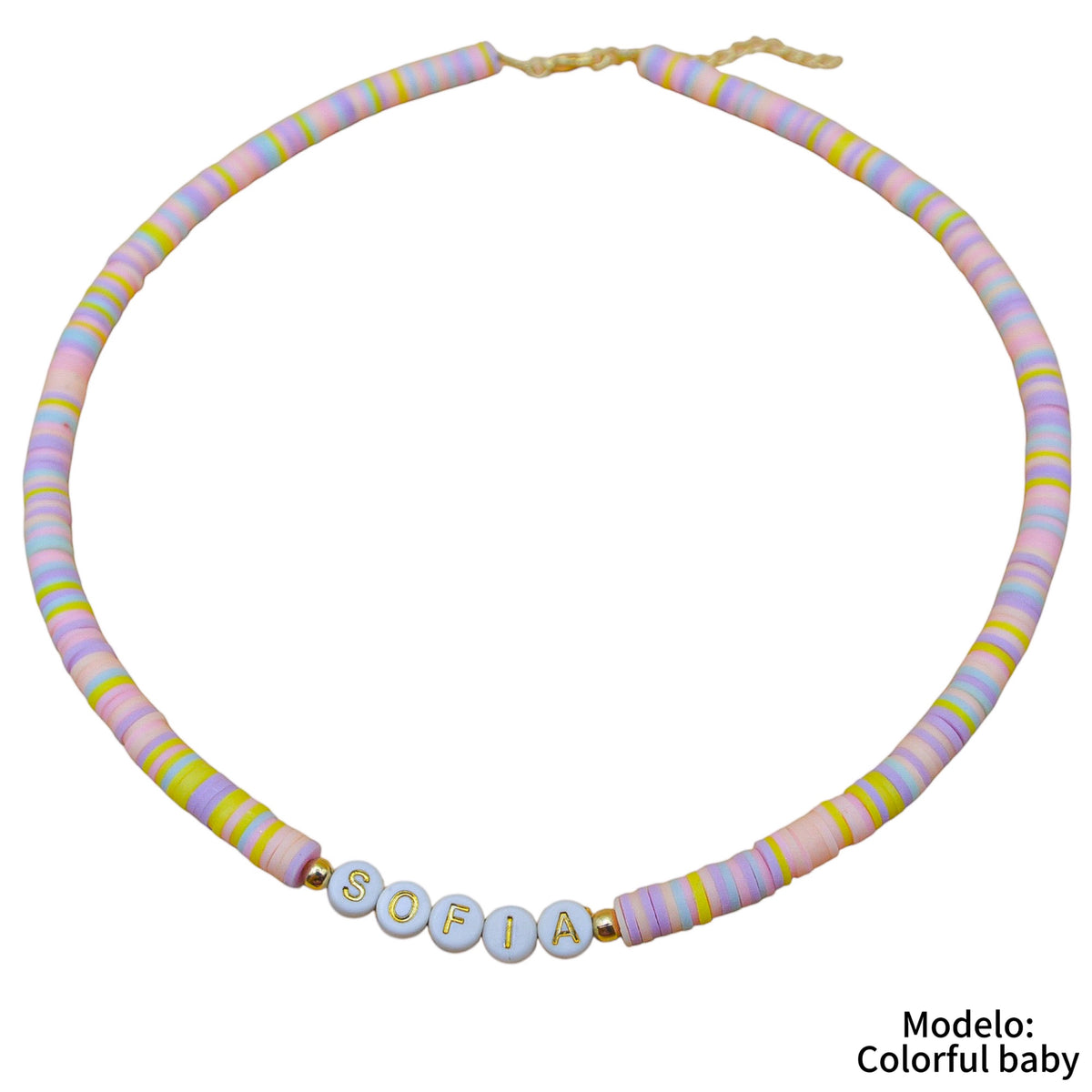 Choker personalizado con puccas colorful y letras acrílicas