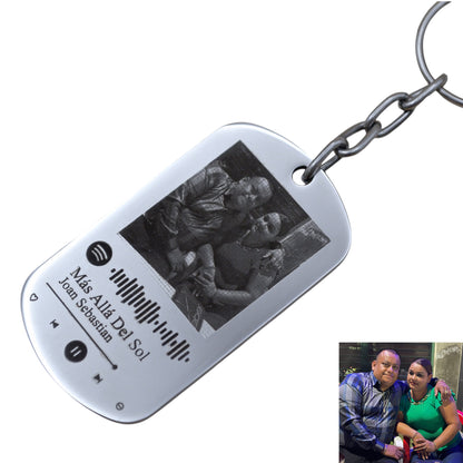 Llavero personalizado con foto y tu canción favorita - Acero inoxidable