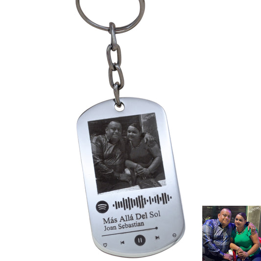 Llavero personalizado con foto y tu canción favorita - Acero inoxidable