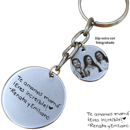 Collar o llavero circular personalizado con letra escrita a mano