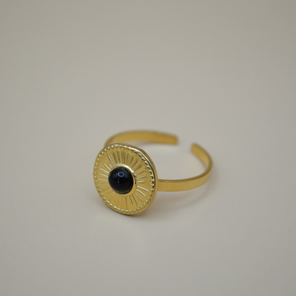Anillo piedra negra ajustable