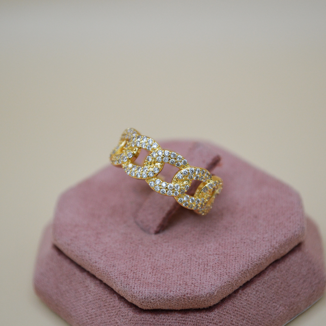 Anillo cadena zirconias
