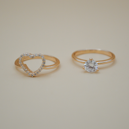 Dúo anillos corazón zirconias