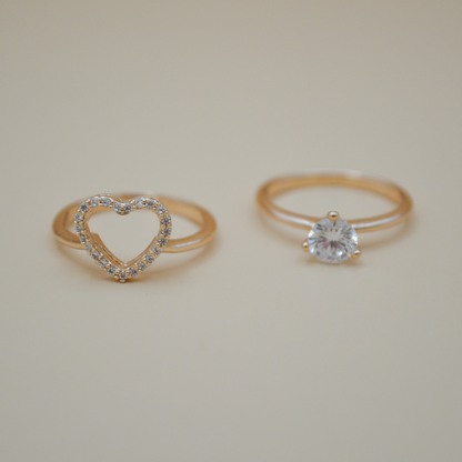 Dúo anillos corazón zirconias