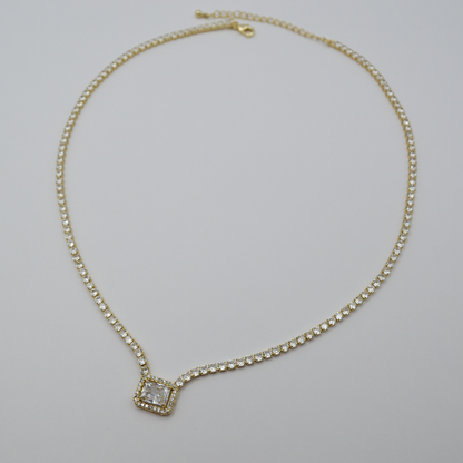 Juego zirconias con zirconia rectangular shiny contorno (collar y pulsera)