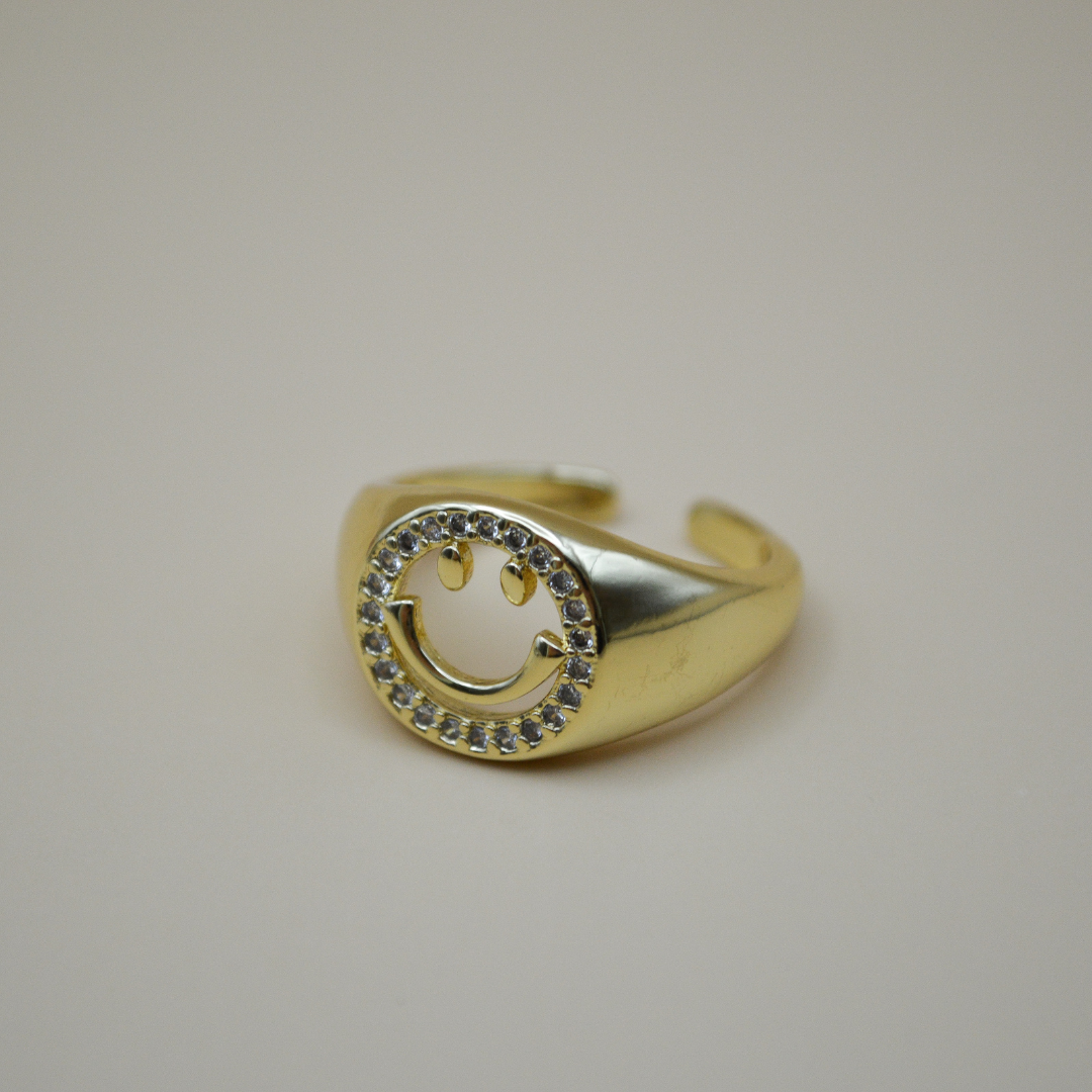 Anillo happy face zirconia outline ajustable