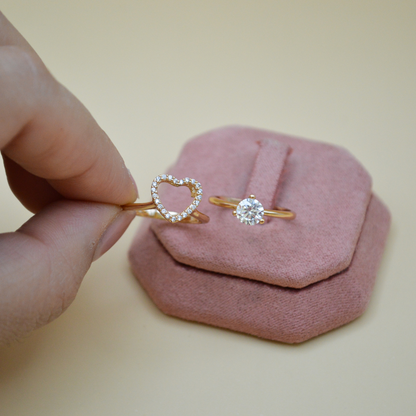 Dúo anillos corazón zirconias