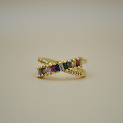 Anillo entrelazado zirconias colorful
