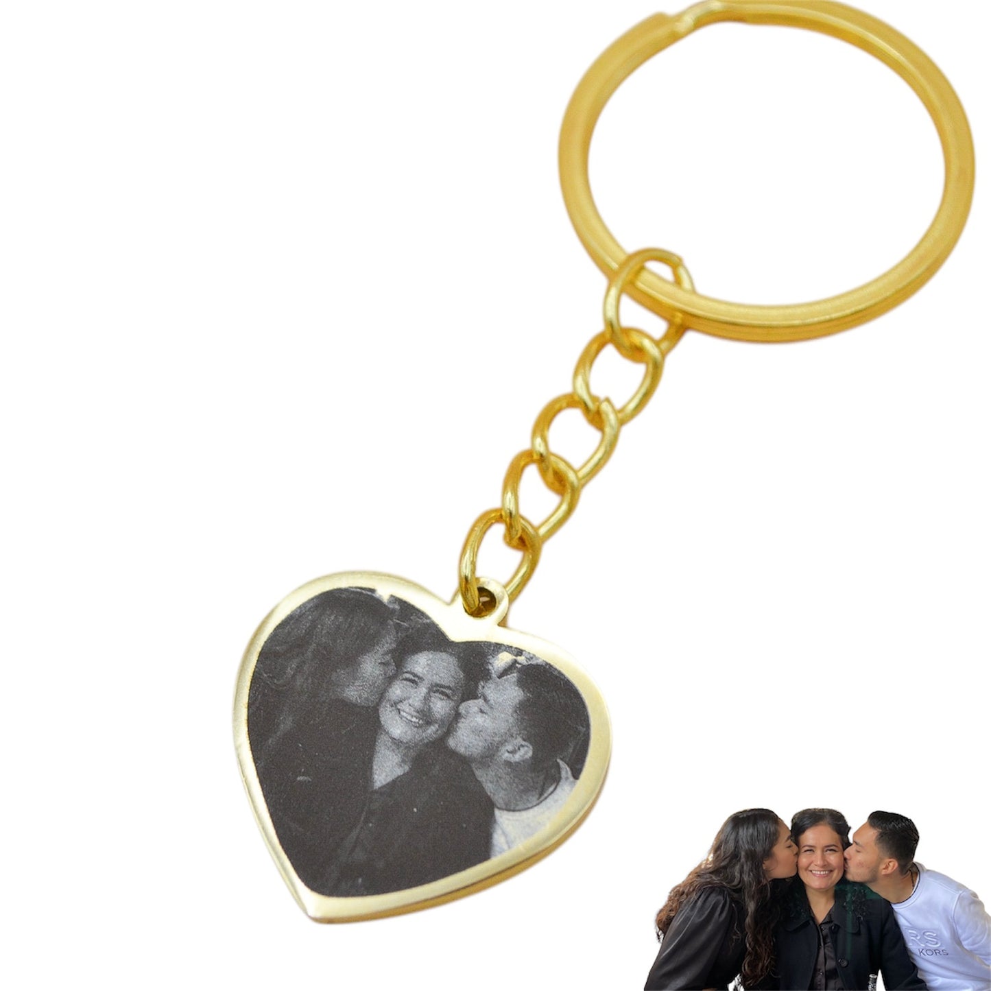 Collar o llavero corazón personalizado con fotograbado y/o texto