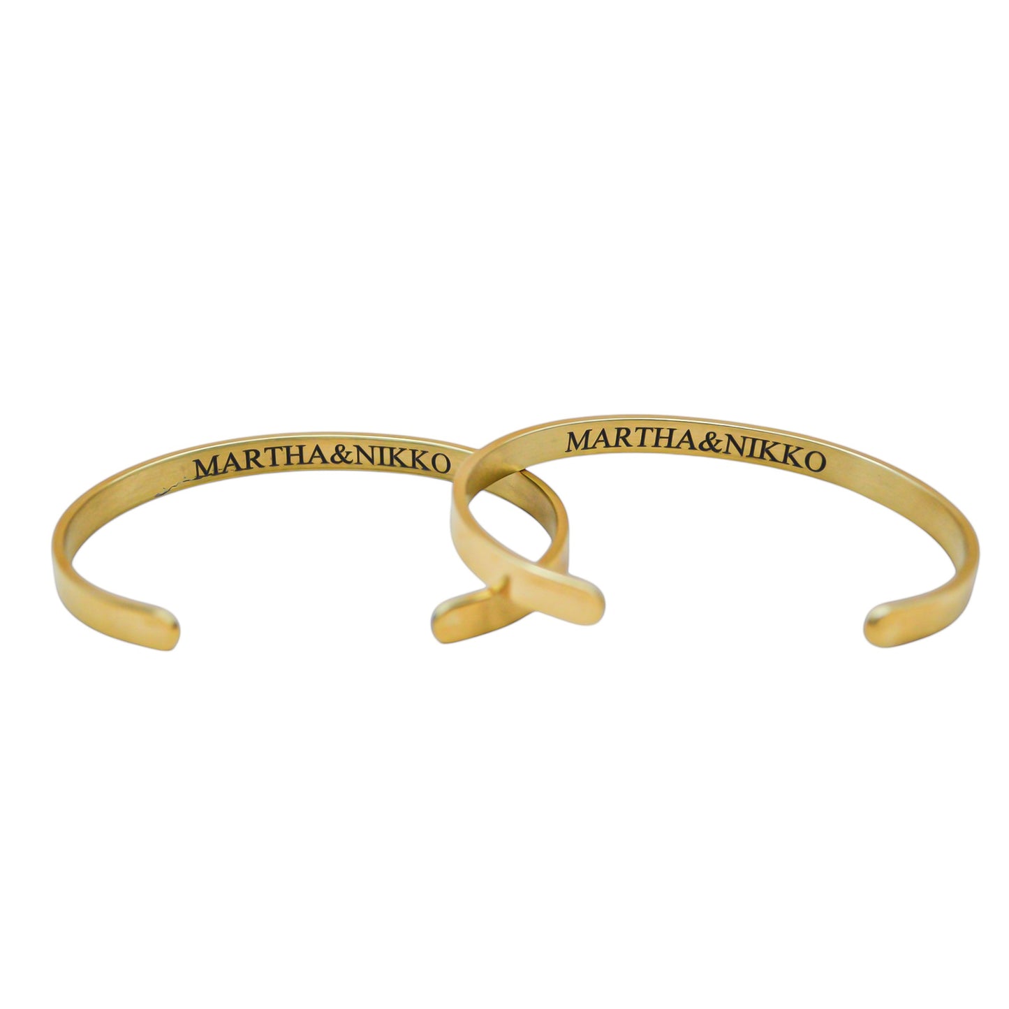 Dúo de brazaletes personalizados ajustables - Acero inoxidable