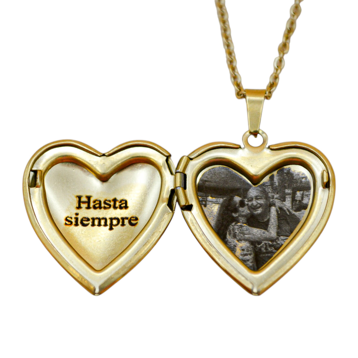 Collar o llavero relicario corazón con fotograbado