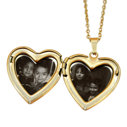 Collar o llavero relicario corazón con fotograbado