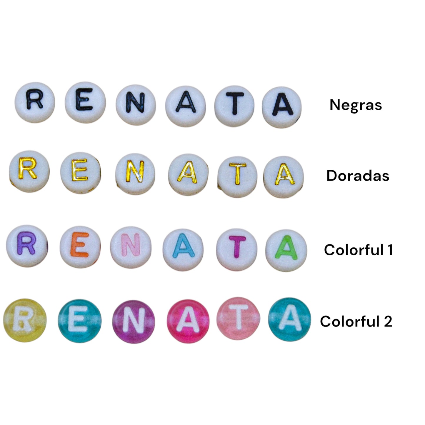 Choker personalizado con puccas colorful y letras acrílicas