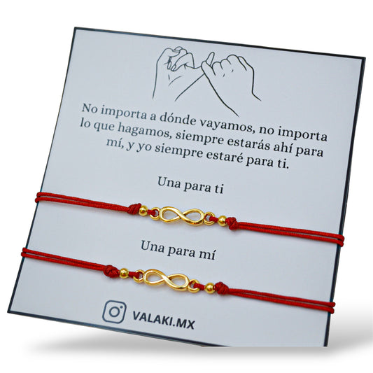 Dúo de pulseras de hilo rojo - Infinito