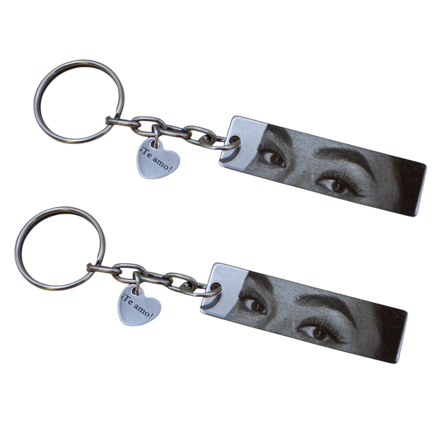 Dúo de placas personalizadas con mirada - Acero inoxidable