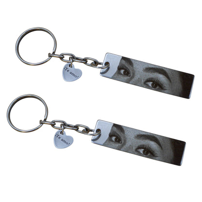 Dúo de placas personalizadas con mirada - Acero inoxidable