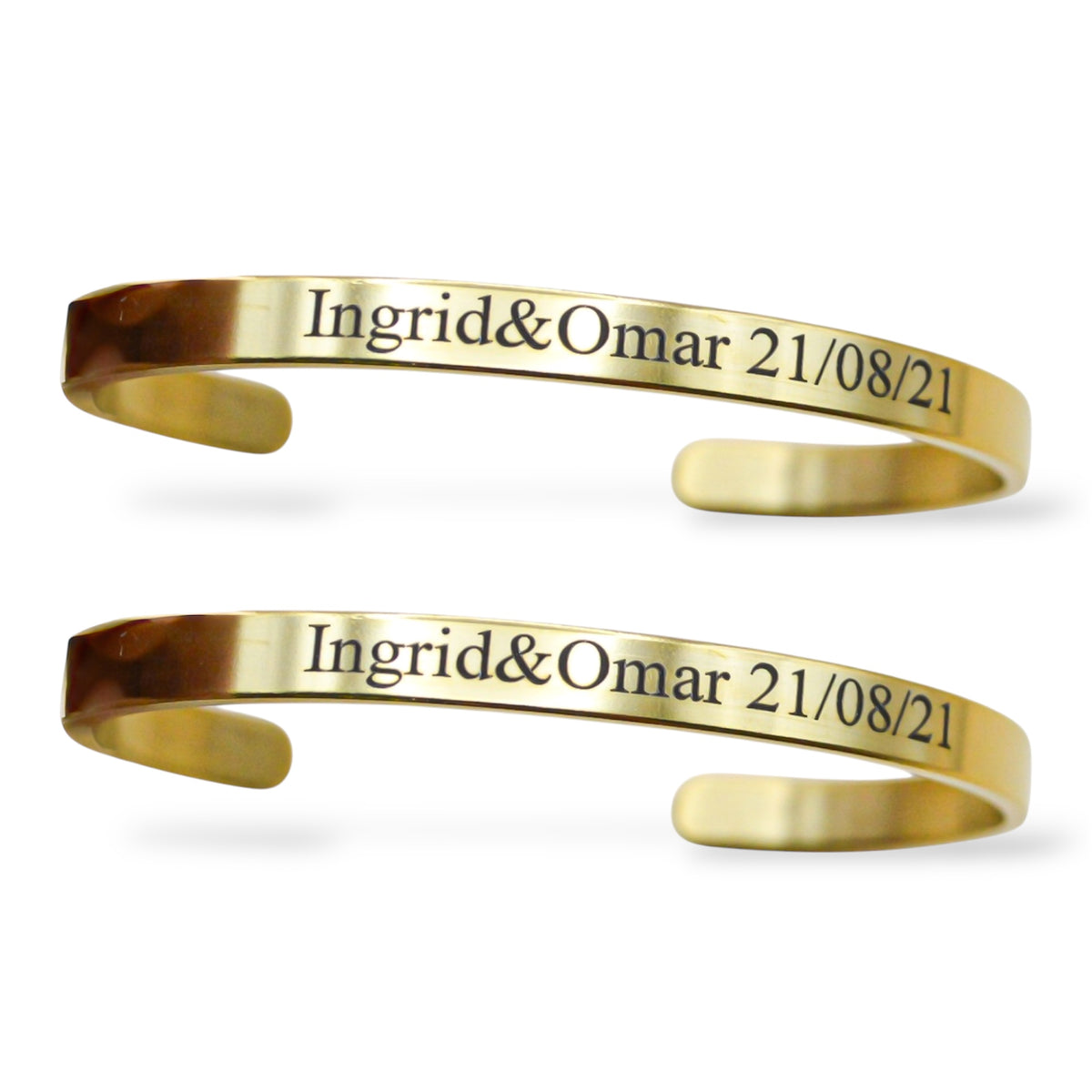 Dúo de brazaletes personalizados ajustables - Acero inoxidable