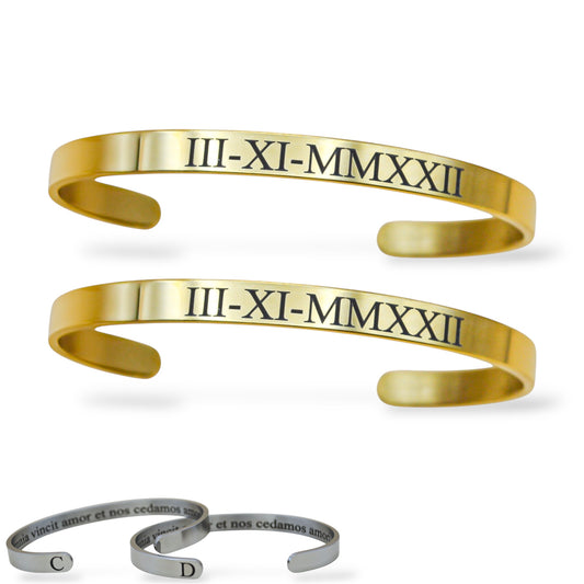 Dúo de brazaletes personalizados ajustables - Acero inoxidable